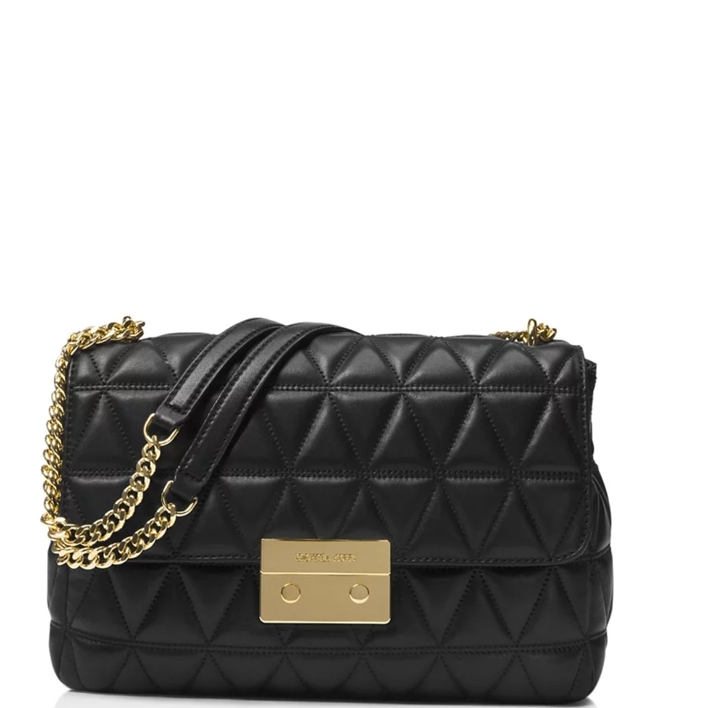 Michael Kors Black Quilted Shoulder Bag with Chain Strap